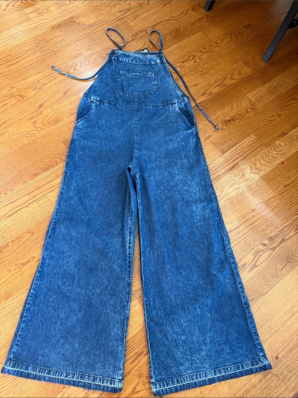 Angie Acid Wash Denim Flare Leg Overalls Jumpsuit NWT M - Picture 8 of 13